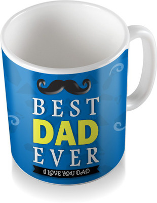 

SKY TRENDS Best Dad Ever I Love You Dad With Round Mustaches Gifts For Father's Day Coffee Ceramic Mug(3.2 ml), White