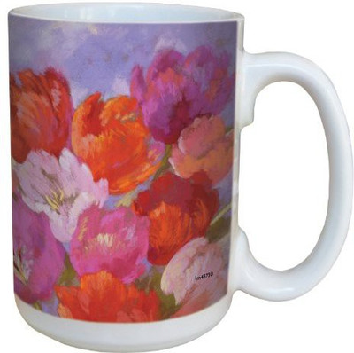 

Tree-Free Greetings Greetings lm43730 Pink and Purple Tulips by Nel Whatmore Ceramic, 15-Ounce Ceramic Mug(60 ml), Multicolor