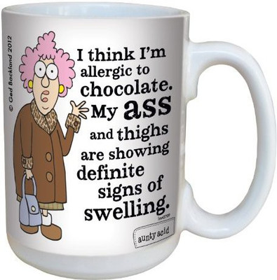 Tree-Free Greetings Greetings lm43799 Hilarious Aunty Acid Allergic to Chocolate by The Backland Studio Ceramic, 15-Ounce Ceramic Mug(60 ml), Multicolor