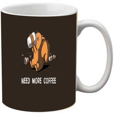 

Maison n Mode Need More Coffee Ceramic Mug(350 ml), Multicolor