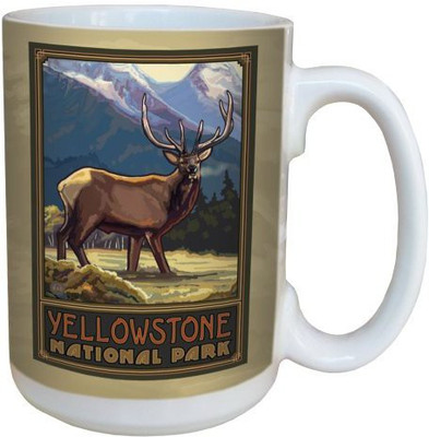 

Tree-Free Greetings Greetings 79465 Yellowstone National Park Elk by Paul A. Lanquist Ceramic with Full-Sized Handle, 15-Ounce, Multicolored Ceramic Mug(60 ml), Multicolor