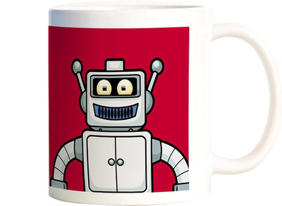 

Rangeele Inkers Robot cartoon Ceramic Mug(300 ml), Multicolor