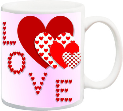 

ME&YOU Gift for Husband/Wife/Boyfriend/Girlfriend;LOVE Red Printed Ceramic Mug(325 ml), Multicolor