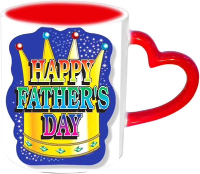 

Raj Laxmi Happy Fathers Day On Crown Red Heart Handle Ceramic Mug(350 ml)