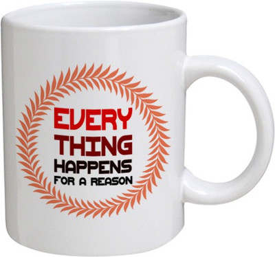 

My Bestow Every Thing Happens - MyBestow White Plain Coffee Ceramic Ceramic Mug(320 ml), Multicolor