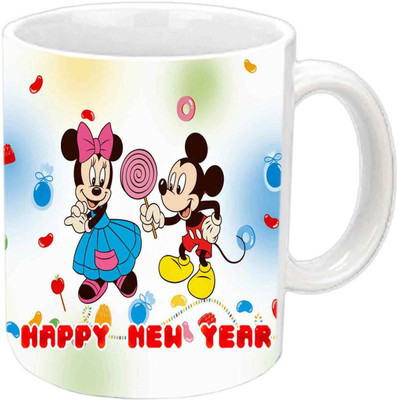 

Raj Laxmi Mickey mouse new year cup Ceramic Mug(350 ml), White