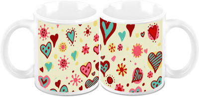 

Homesogood Valentine's Abstract Art (Set Of 2) Ceramic Mug(325 ml, Pack of 2)