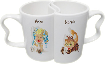 

Ucard Aries and Scorpio Zodiac Sign Couple Bone China, Ceramic, Porcelain Mug(325 ml), Multicolor