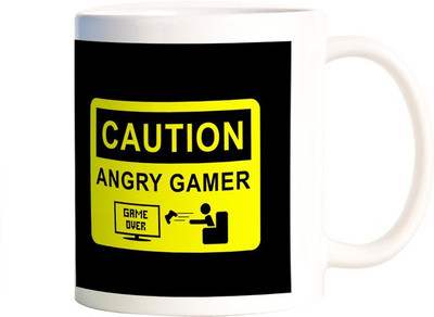 

Rangeele Inkers Caution Angry Gamer Ceramic Mug(300 ml), Multicolor