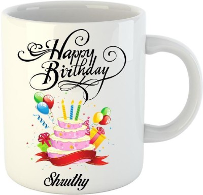 

Huppme Happy Birthday Shruthy White (350 ml) Ceramic Mug(350 ml)