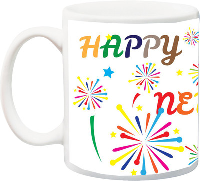 

ME&YOU Happy New Year Rangoli Print Ceramic Mug(325 ml), Multicolor