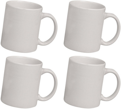 Snapgalaxy White Combo of 4 pcs Ceramic Mug(1280 ml, Pack of 4)