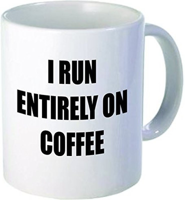 

Rikki Knight Knight I Run Entirely on Coffee Funny Quotes Design Ceramic Coffee Cups, 11 oz, White Ceramic Mug(60 ml), Multicolor
