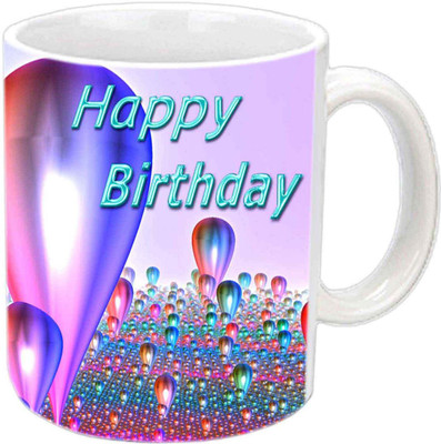 Raj Laxmi Matrix ballons b'day black Ceramic Mug(350 ml)