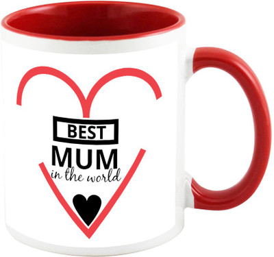 

AllUPrints Best Mother In The World Red Coffee Ceramic Mug(325 ml), Multicolor