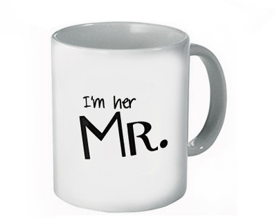 

DESIGNER CASES I,M Her MR…. White Plain Coffee Ceramic Mug(320 ml), Multicolor