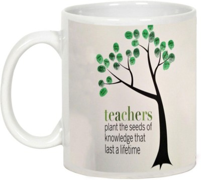 

AllUPrints Teachers Day Gifts - Teacher Plant The Seeds Of Knowledge Ceramic Mug(325 ml), White