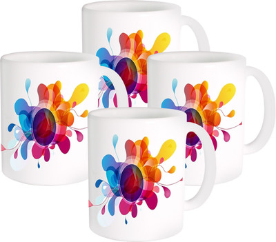 

Heyworlds Gifts for pattern Design set of six 125 Ceramic Mug(325 ml, Pack of 4), Multicolor