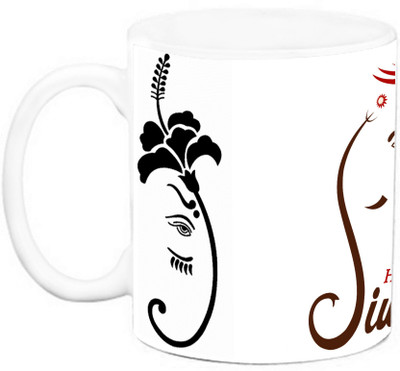 

EFW HAPPY DIWALI LORD GANESHA BLACK BACKGROUND Ceramic Mug(325 ml), White