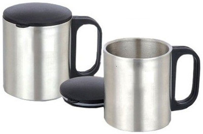 

GIFTee Steels Stainless Steel Mug(200 ml, Pack of 2), Silver