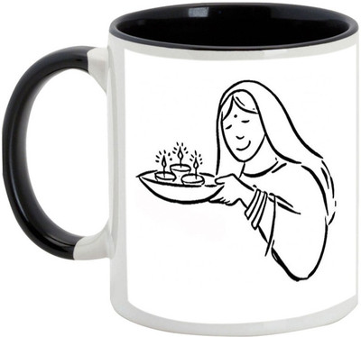

AllUPrints Diwali Gifts - Enjoy The Deepawali Festive Season Ceramic Mug(325 ml), Black