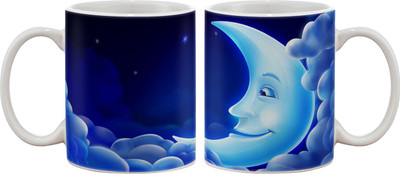 

Artifa Moon Sleeping On Clouds Porcelain, Ceramic Mug(350 ml), Multicolor