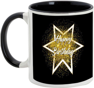 

AllUPrints Shine Like A Star On Your Birthday Ceramic Mug(325 ml), Black
