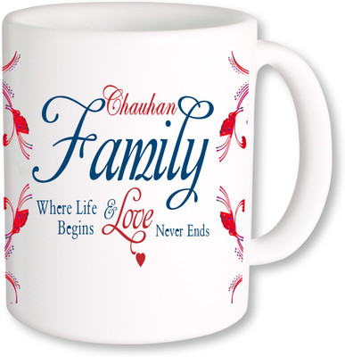 

PhotogiftsIndia Chauhan Family Ceramic Mug(325 ml), Multicolor