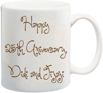 

ME&YOU Gift for happy 25th anniversary didi and jijaji printed Ceramic Mug(325 ml), Multicolor