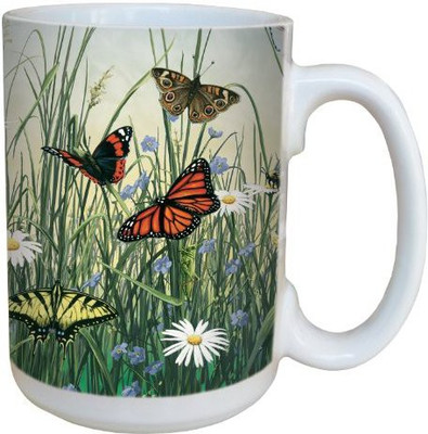 

Tree-Free Greetings Greetings 79024 Butterfly Meadow by James Hautman 15-Ounce Ceramic with Full-Sized Handle, Multicolored Ceramic Mug(60 ml), Multicolor