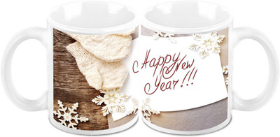 

Homesogood Enjoy The Amazing New Year (Set Of 2) Ceramic Mug(325 ml, Pack of 2)