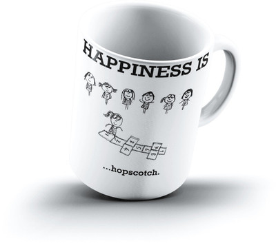 

Ucard Happiness Is2098 Bone China, Ceramic, Porcelain Mug(325 ml), Multicolor
