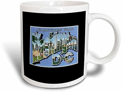 

3dRose Greetings From Washington Dc Scenic Postcard Reproduction Ceramic, 11 oz, White Ceramic Mug(60 ml), Multicolor
