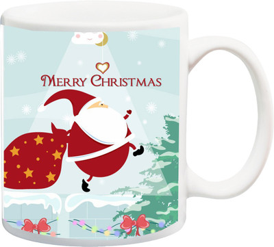 

ME&YOU 28-Special Gifts for Friends and Family;Merry Christmas Designer Santa Printed Ceramic Mug(325 ml), Multicolor