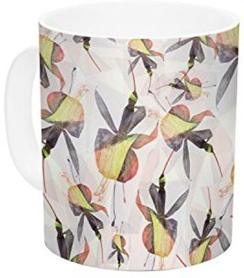 

Kess InHouse InHouse Akwaflorell Fuchsia on The Wind Yellow Ceramic Coffee, 11 oz, Multicolor Ceramic Mug(60 ml)