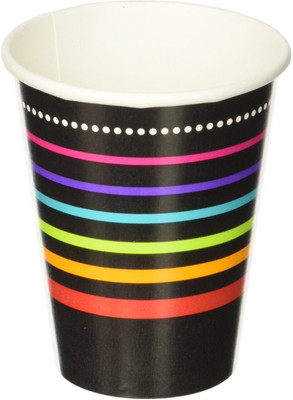 

Amscan Black Rainbow Striped Paper Cups Paper Mug(236 ml, Pack of 8), Multicolor