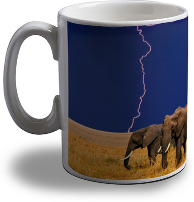 

Artifa Elephants And Lightening Porcelain, Ceramic Mug(350 ml), Multicolor