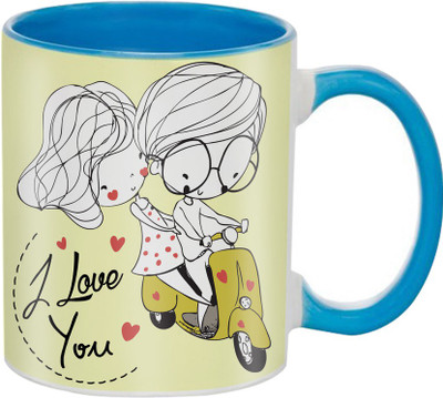 

SKY TRENDS Beautiful Special and Best Happy Valentine Gifts for Boyfriend Girlfriend Fiance Wife Husband Friends Birthday Anniversary116 Ceramic Mug(325 ml), Blue