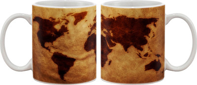 

Artifa Brown World Map Porcelain, Ceramic Mug(350 ml), Multicolor