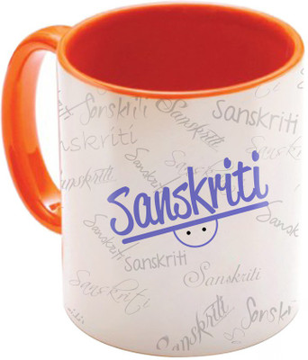 SKY TRENDS Sanskriti Birthday Gift Orange Coffee 350 ML Ceramic Mug(350 ml), Multicolor
