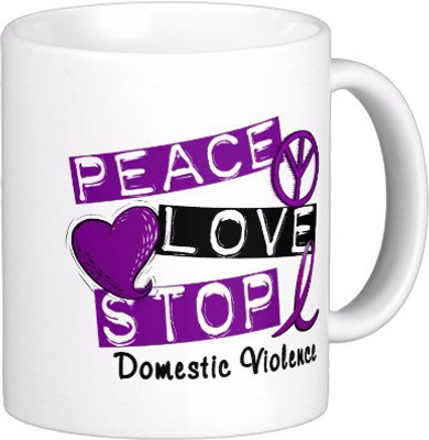 

Exoctic Silver Stop Domestic Violence C006 Ceramic Mug(300 ml), Black;purple;white