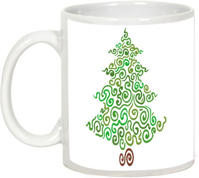 

AllUPrints Sparkling Christmas Tree Ceramic Mug(325 ml), White