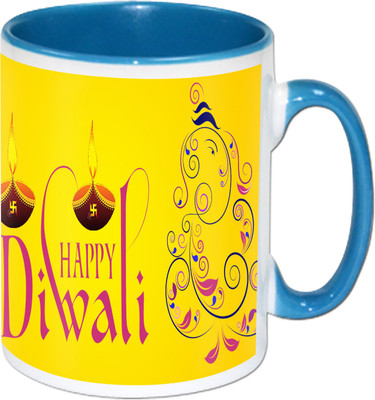 

Heyworlds happy diwali gifts 60 Ceramic Mug(325 ml), Multicolor