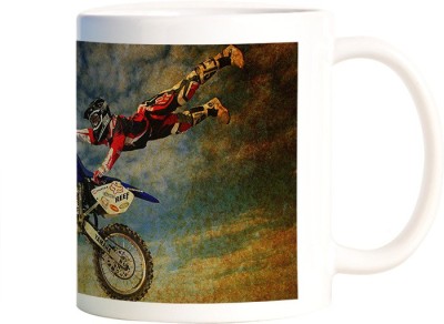 

Rangeele Inkers Biker In Air Ceramic Mug(300 ml), Multicolor