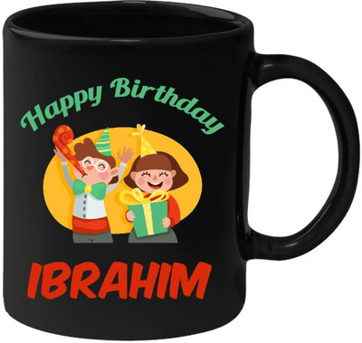 

HuppmeGift Happy Birthday Ibrahim Black (350 ml) Ceramic Mug(350 ml)