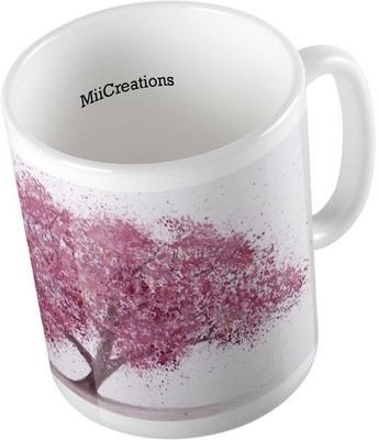 

MiiCreations Printed Pink Tree Ceramic Mug(325 ml), Multicolor
