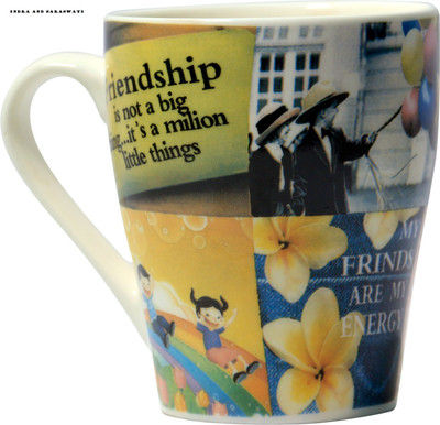 

INDRA AND SARASWATI Nyc Quote For Friends White (350 ml) Ceramic Mug(350 ml)