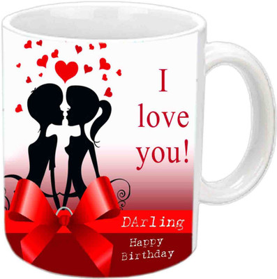 

Raj Laxmi Happy B'day Darling White Ceramic Mug(3.5 ml)