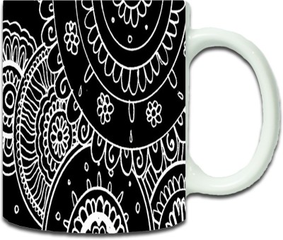 

Maison N Mode Bk And Wh Pattern Coffee Ceramic Mug(330 ml), Multicolor