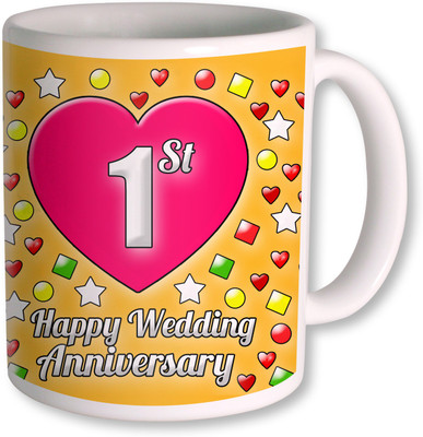 PhotogiftsIndia Gift for 1st Wedding Anniversary Ceramic Mug(350 ml), White